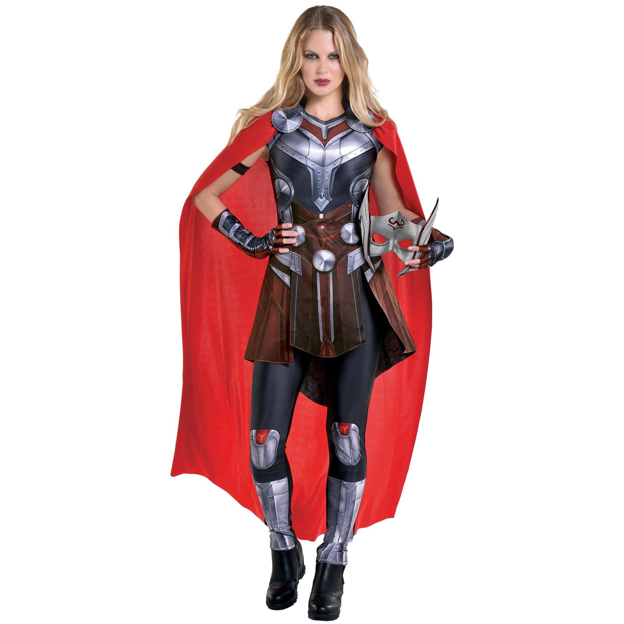 Women's Disney Marvel Thor Red/Silver Jumpsuit with Cape Halloween Costume, Assorted Sizes